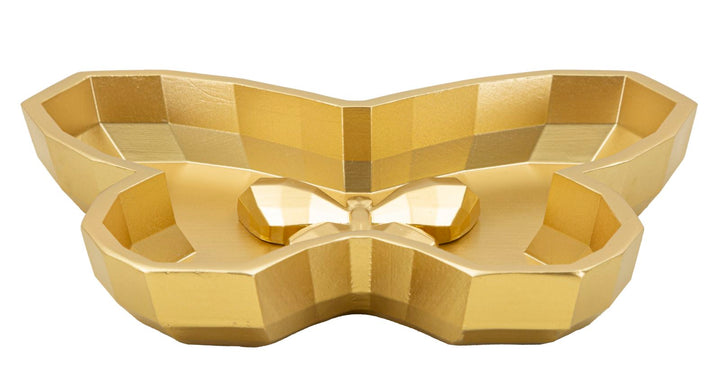 Arany színű, pillangó alakú tálca – dekoratív kiegészítő