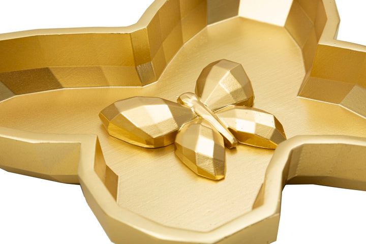 Arany színű, pillangó alakú tálca – dekoratív kiegészítő