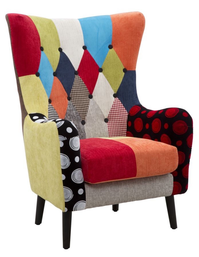 Patchwork kárpitozott fotel – többszínű díszfotel