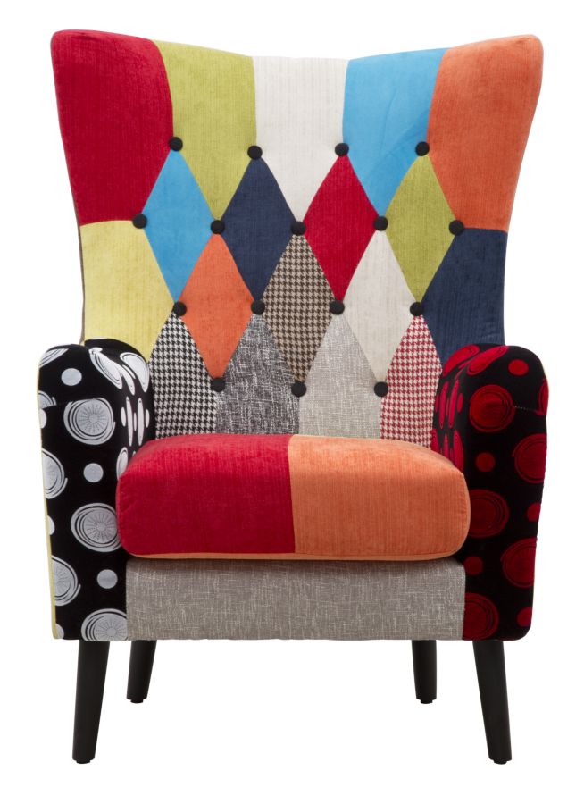 Patchwork kárpitozott fotel – többszínű díszfotel