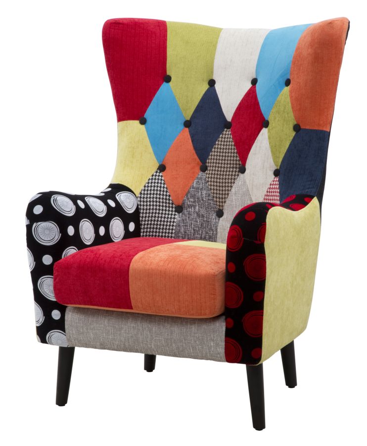 Patchwork kárpitozott fotel – többszínű díszfotel
