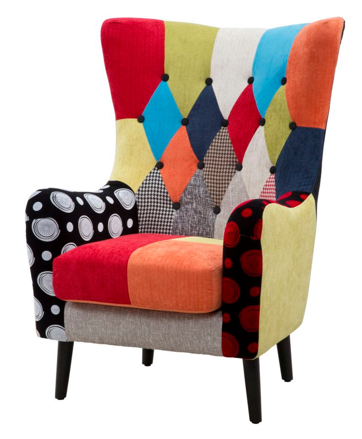 Patchwork kárpitozott fotel – többszínű díszfotel