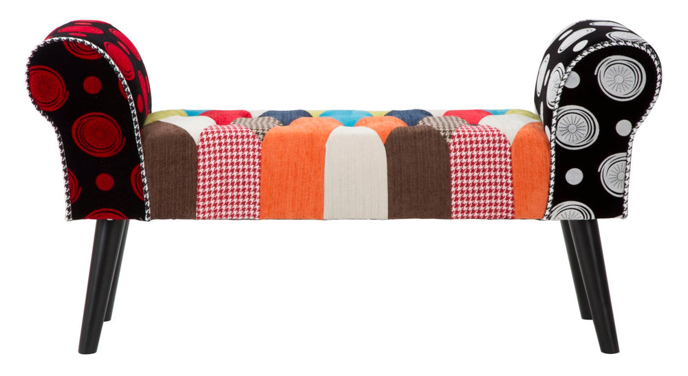 Patchwork kárpitozott pad – többszínű előszobai ülőpad