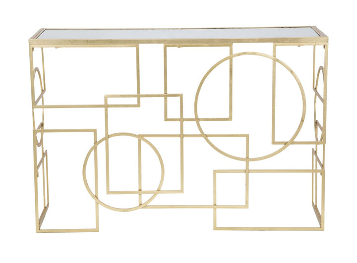 Aranyszínű Fém és Üveg Geometrikus Konzolasztal