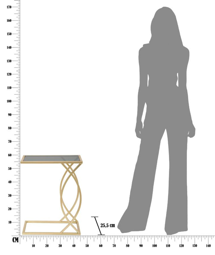 Aranyszínű Fém és Üveg Geometrikus Kisasztal