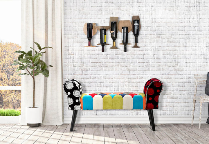 Patchwork kárpitozott pad – többszínű előszobai ülőpad