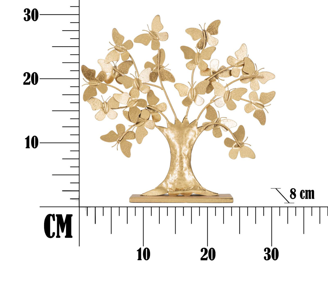 Aranyszínű Pillangós Fa Dekoráció (Modern Szobor)
