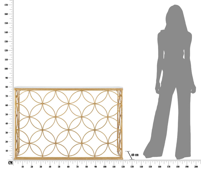 Aranyszínű Fém Geometrikus Konzolasztal Márvány Lappal