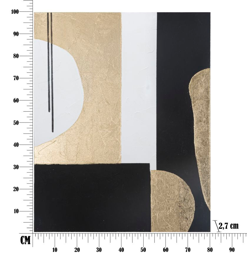 Modern Aranyszínű & Fekete & Fehér Geometrikus Festmény