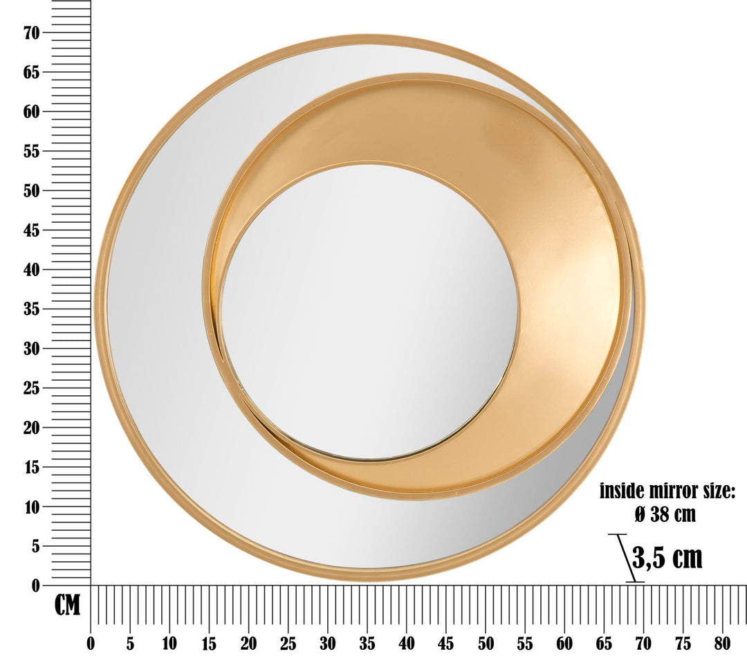 Aranyszínű Fém Kerek Geometrikus Körökkel díszített Falitükör