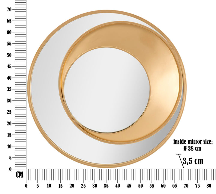 Aranyszínű Fém Kerek Geometrikus Körökkel díszített Falitükör