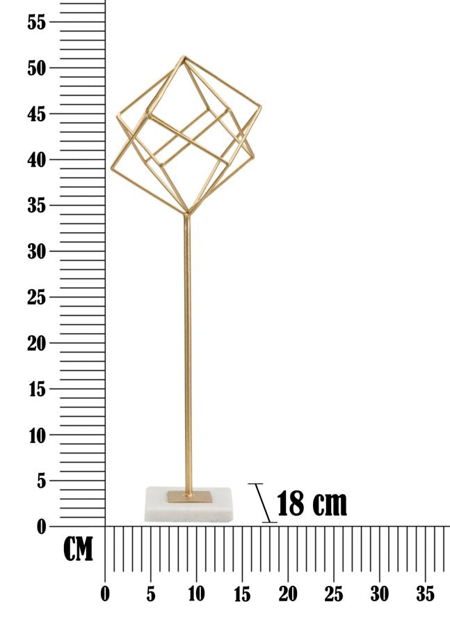 Nagy Aranyszínű Geometrikus Kocka Dekoráció (Modern Szobor)