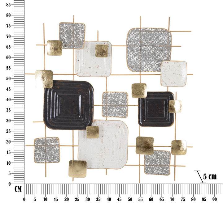 Fém Kocka Geometrikus Fali Dekoráció