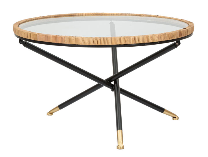 Kerek dohányzóasztal rattan talppal – Saint Barth Rotondo
