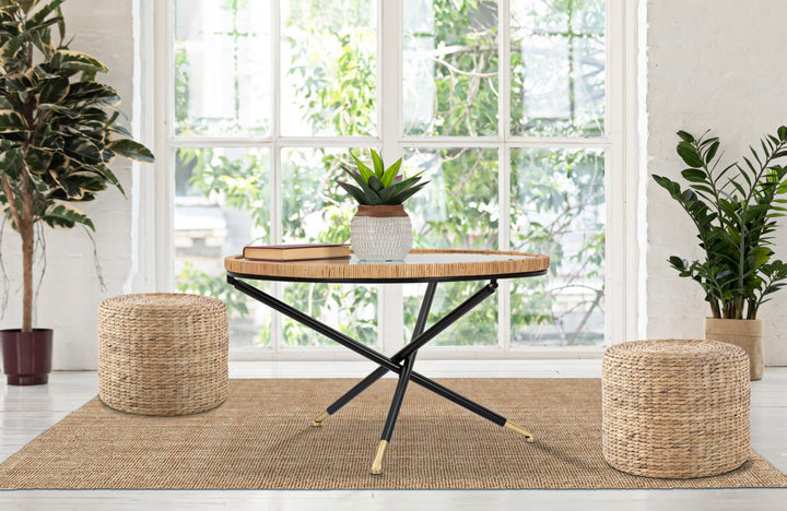 Kerek dohányzóasztal rattan talppal – Saint Barth Rotondo