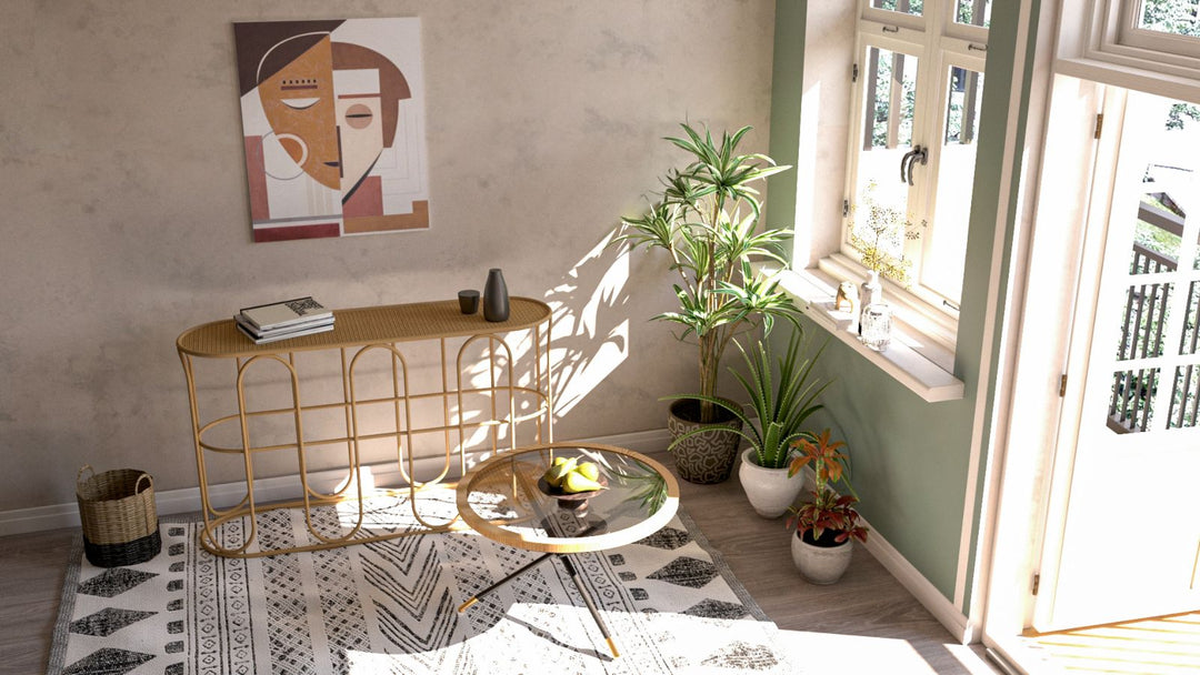 Kerek dohányzóasztal rattan talppal – Saint Barth Rotondo