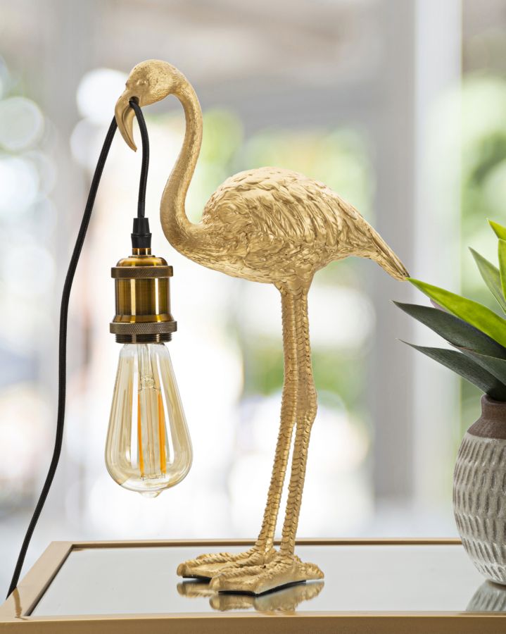 Aranyszínű Flamingós Asztali Lámpa