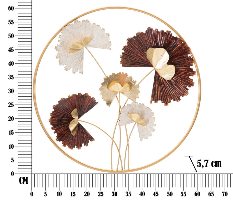 Fém Virágos Fali Dekoráció Kerek Keretben
