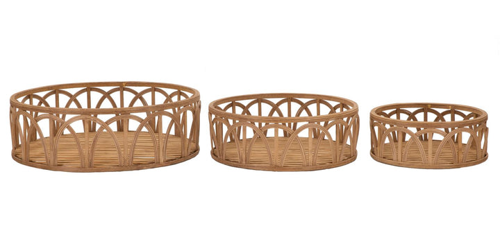 3 db rattan szervírozó tálca – Fuji dekoratív kollekció