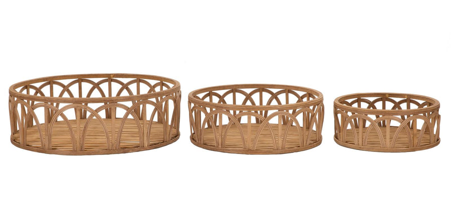 3 db rattan szervírozó tálca – Fuji dekoratív kollekció