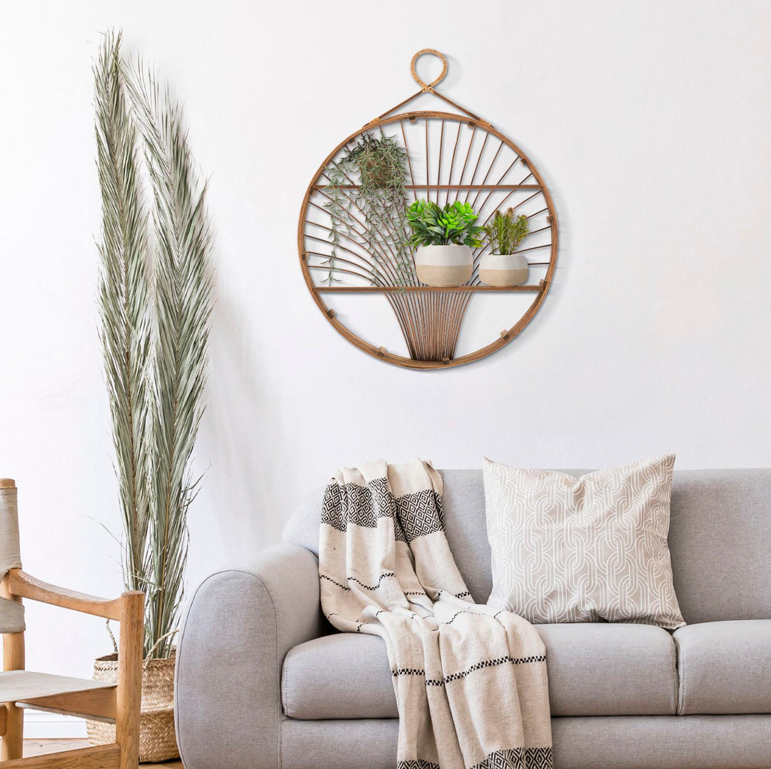 Kerek rattan fali polc – Fuji modern boho dizájn