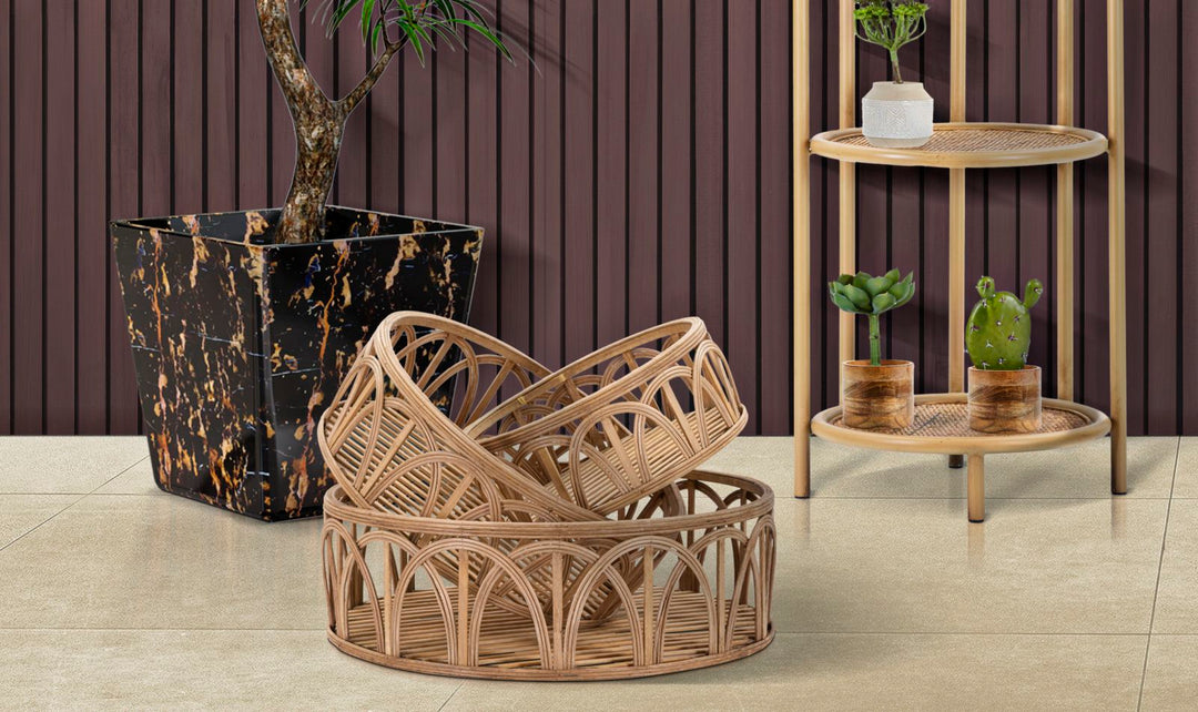 3 db rattan szervírozó tálca – Fuji dekoratív kollekció