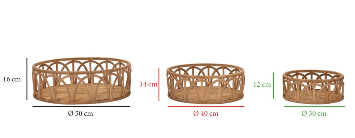 3 db rattan szervírozó tálca – Fuji dekoratív kollekció