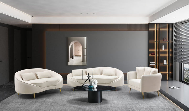 Krémszínű, 3 személyes szövetkanapé párnákkal – Oslo modern kanapé