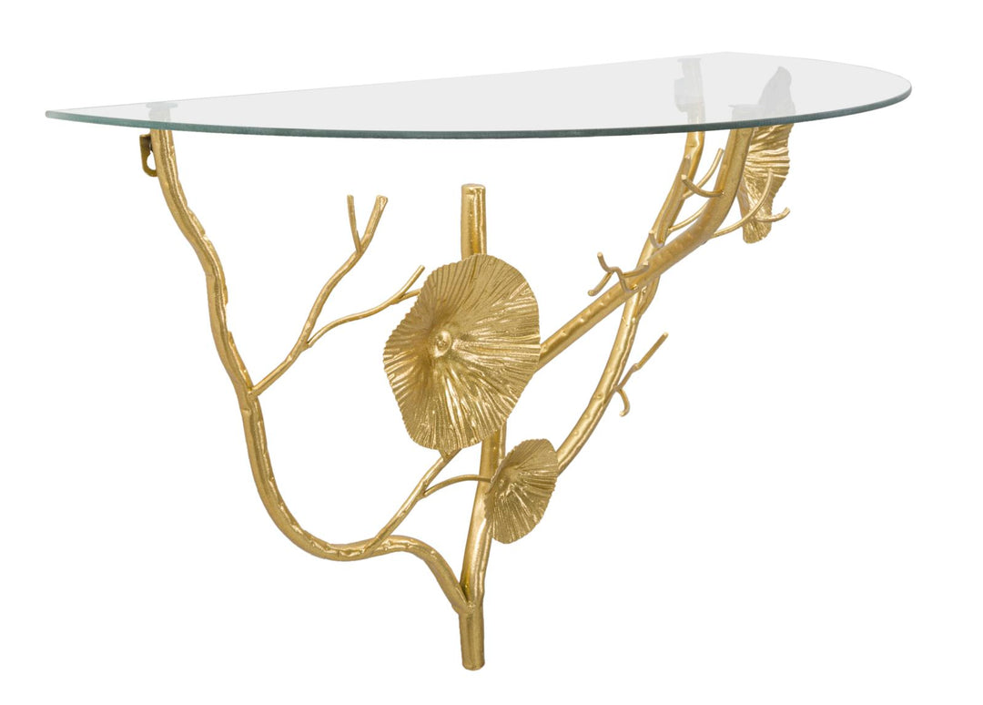 Arany színű fém, falra szerelhető éjjeliszekrény – Tisty lebegő polc