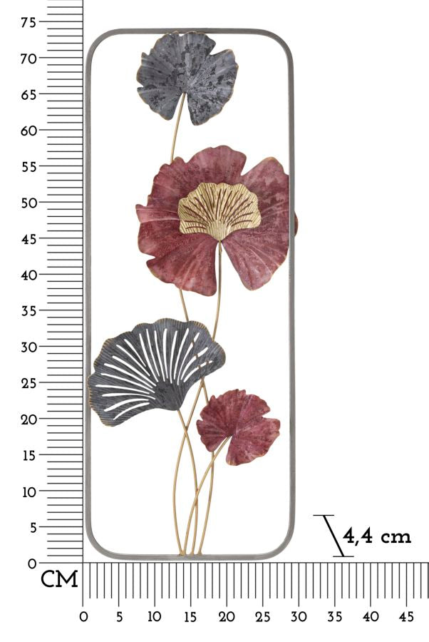 Fém Virágos Fali Dekoráció Szögletes keretben