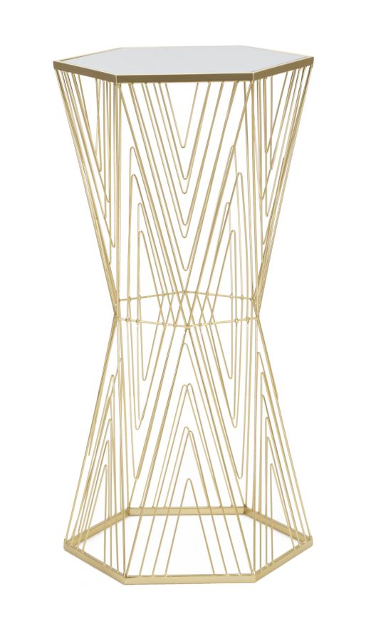 Arany színű fém posztamens asztal – Lines 6 modern dizájn