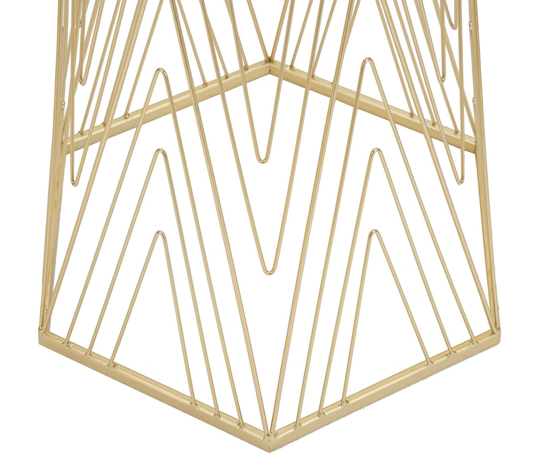 Arany színű fém posztamens asztal – Lines 6 modern dizájn