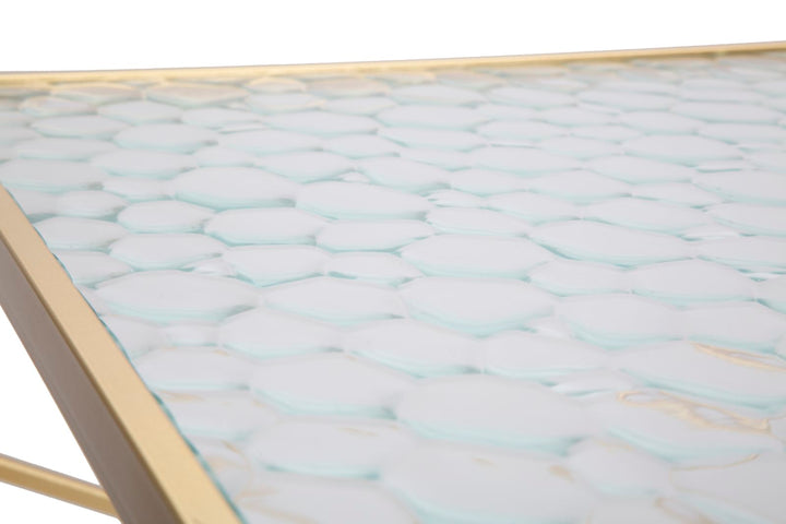 Arany színű fém kisasztalok üveglappal – Glassy Coppia