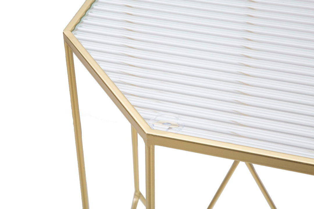 2 db üveg kisasztal arany színű kerettel – New Glass