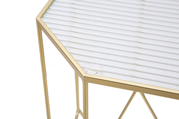 2 db üveg kisasztal arany színű kerettel – New Glass