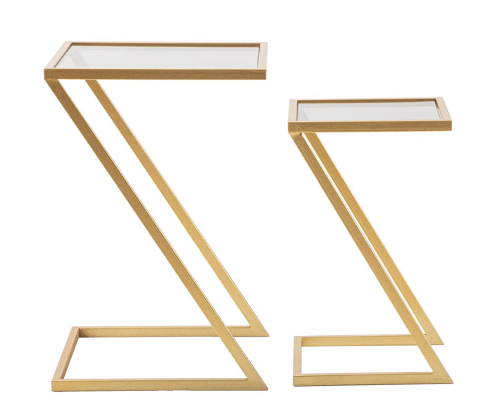 2 db geometrikus végasztal arany színű fém talppal – Z Design