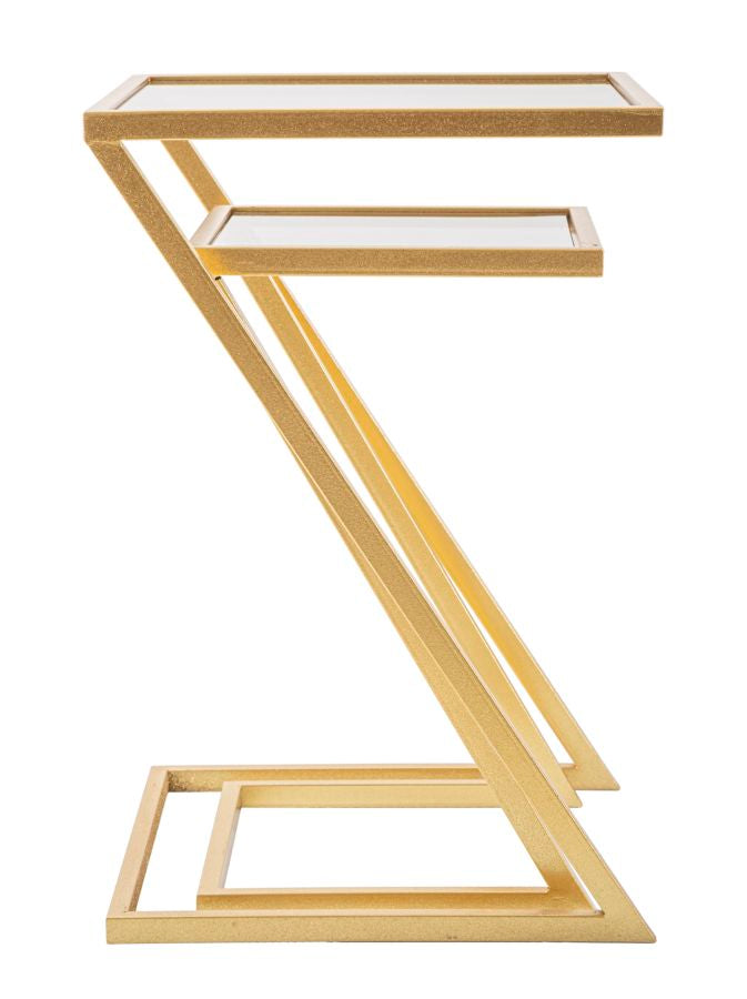 2 db geometrikus végasztal arany színű fém talppal – Z Design