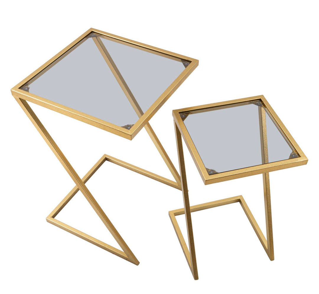 2 db geometrikus végasztal arany színű fém talppal – Z Design