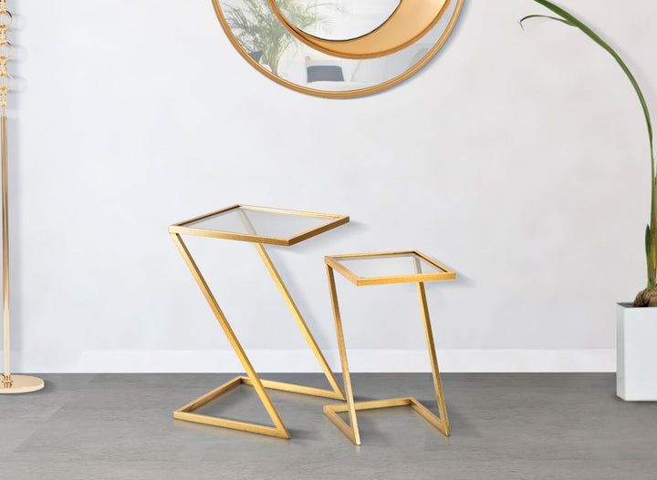 2 db geometrikus végasztal arany színű fém talppal – Z Design