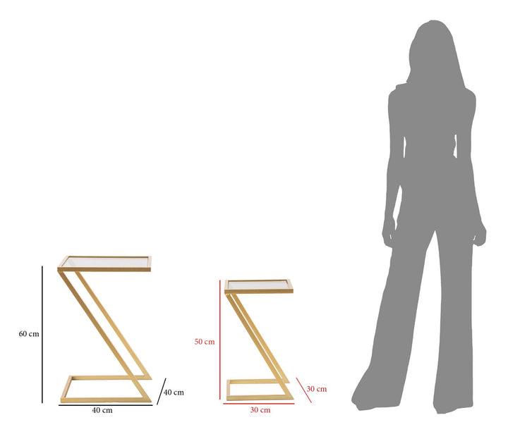 2 db geometrikus végasztal arany színű fém talppal – Z Design