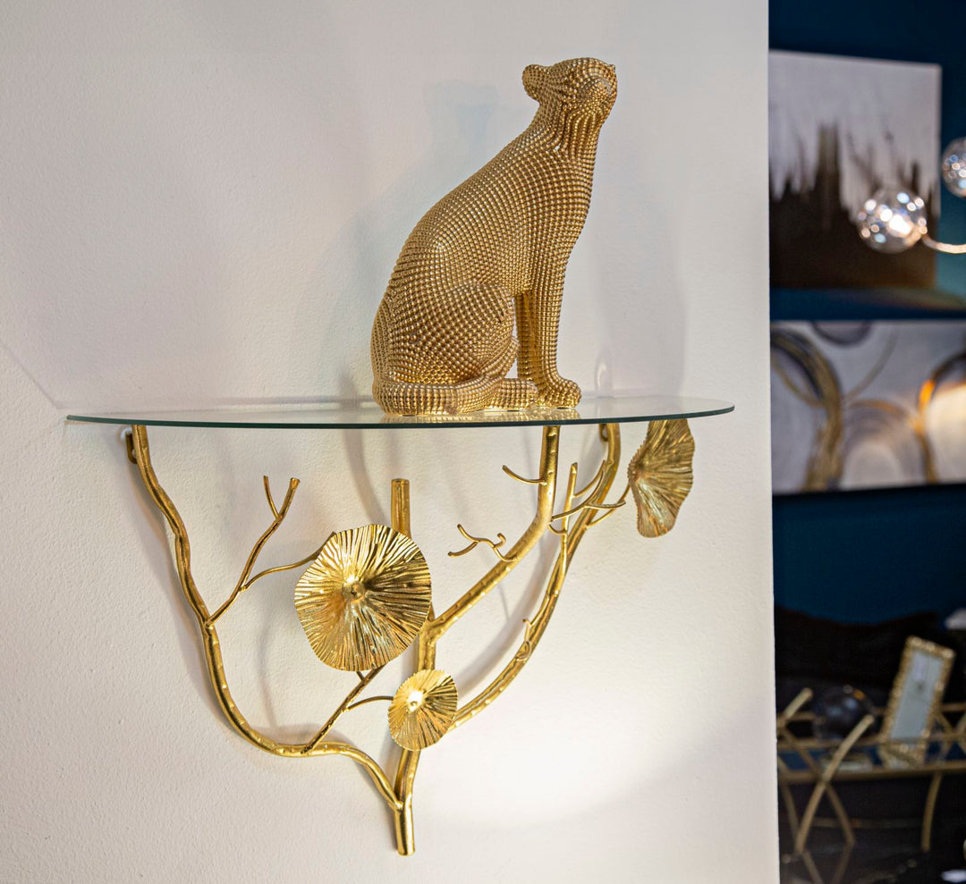 Arany színű fém, falra szerelhető éjjeliszekrény – Tisty lebegő polc