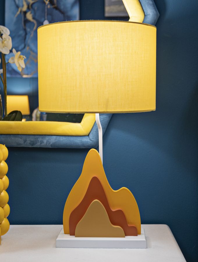 Sárga színű modern asztali lámpa textilernyővel – Color kollekció