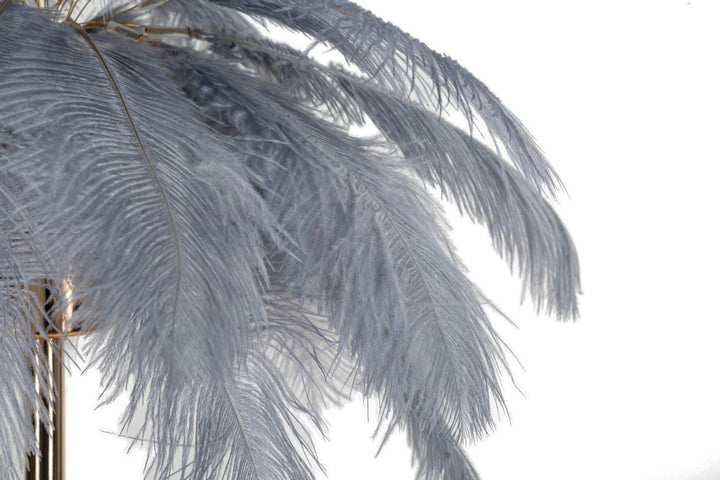 Szürke színű pálmafa asztali lámpa textilernyővel – Tropical stílus