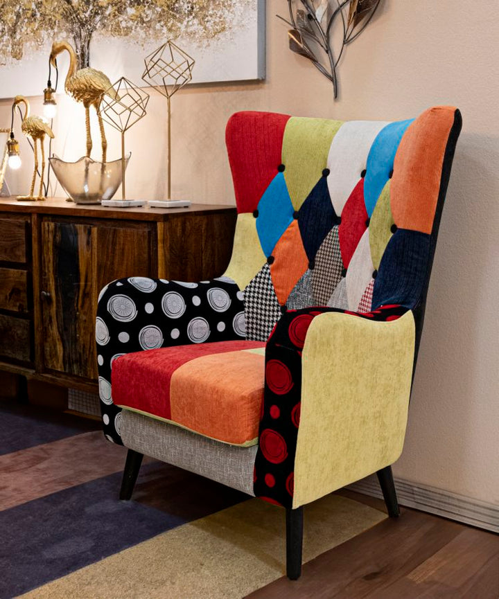 Patchwork kárpitozott fotel – többszínű díszfotel