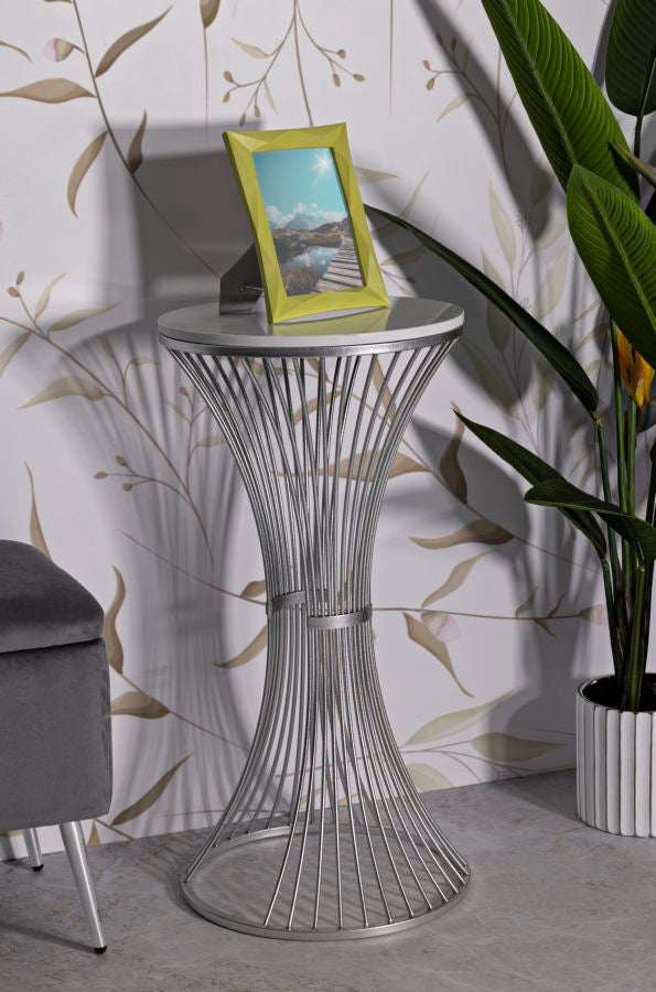 Kerek műmárvány kisasztal fém talppal – Funnel modern stílus