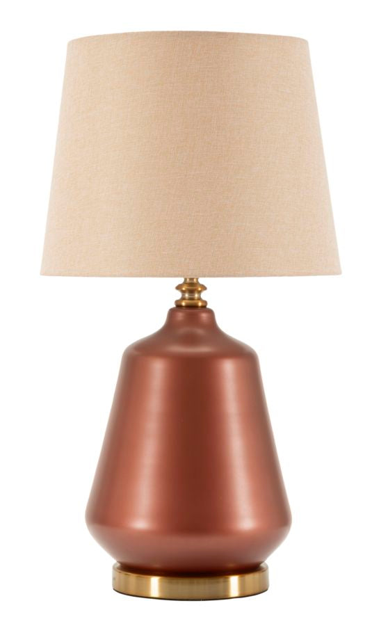 Barna színű fa asztali lámpa textilernyővel – Rosenthal modern stílus