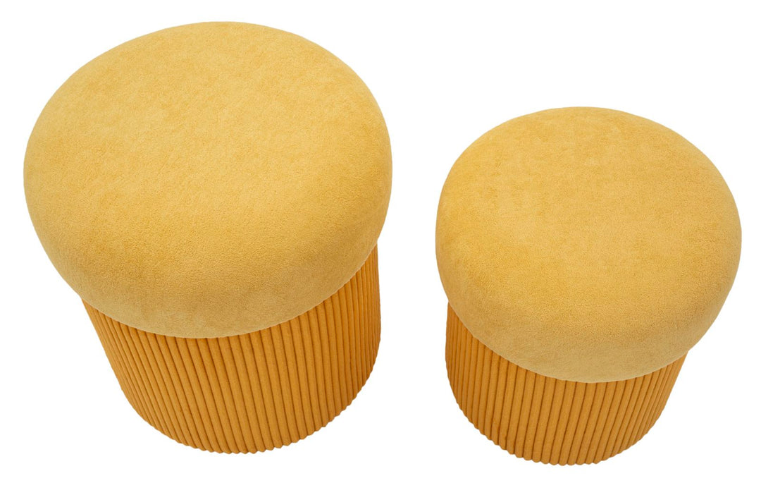 2 db mustár színű bársony tárolópuff – Aspen kortárs dizájn