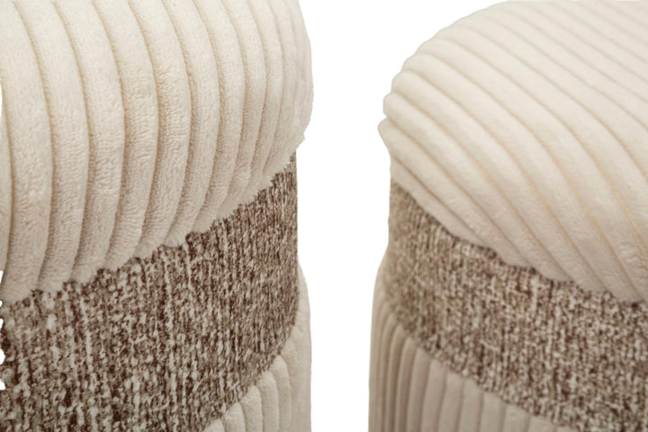 3 db krémszínű kárpitozott tárolópuff – Curtain kollekció