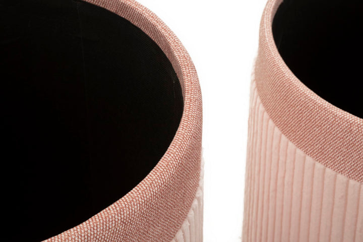 3 db rózsaszínű kárpitozott tárolópuff – Curtain Box kollekció