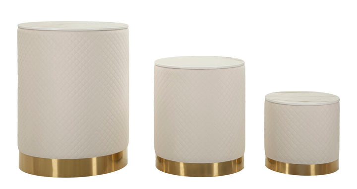 3 db kárpitozott tárolópuff – Display Shop modern dizájn